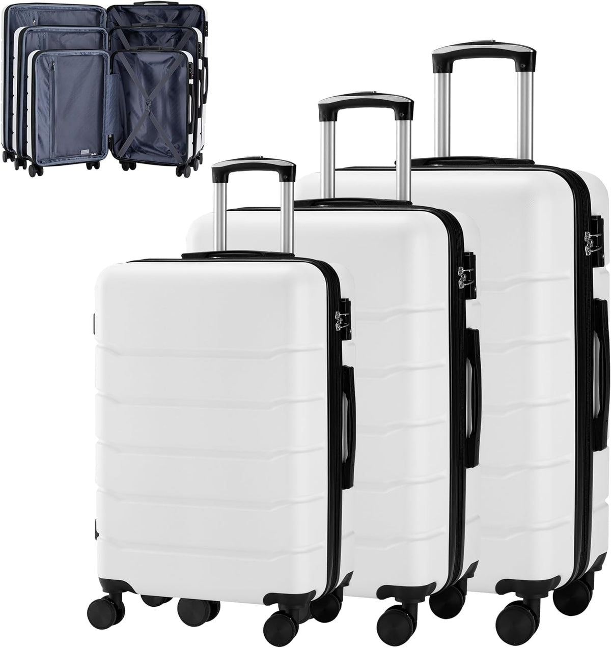 20 Inch Hardside Carry On Luggage, Suitcase with Double Spinner Wheels & TSA Lock, Hard Shell Suitcase, Expandable Rolling Lightweight Luggage, White