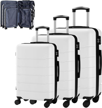 20 Inch Hardside Carry On Luggage, Suitcase with Double Spinner Wheels & TSA Lock, Hard Shell Suitcase, Expandable Rolling Lightweight Luggage, White