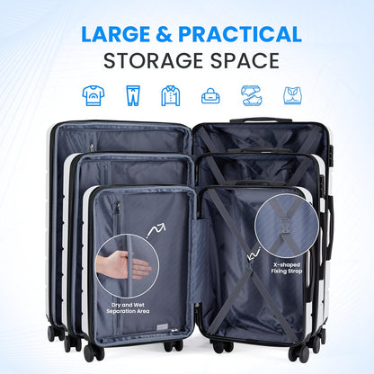 20 Inch Hardside Carry On Luggage, Suitcase with Double Spinner Wheels & TSA Lock, Hard Shell Suitcase, Expandable Rolling Lightweight Luggage, White
