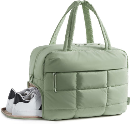 Gym Bag for Women, Carry on Travel Duffel Bag, Water-resistant Weekender with Shoe Compartment for Gym Travel Work, Dim Gray, Medium