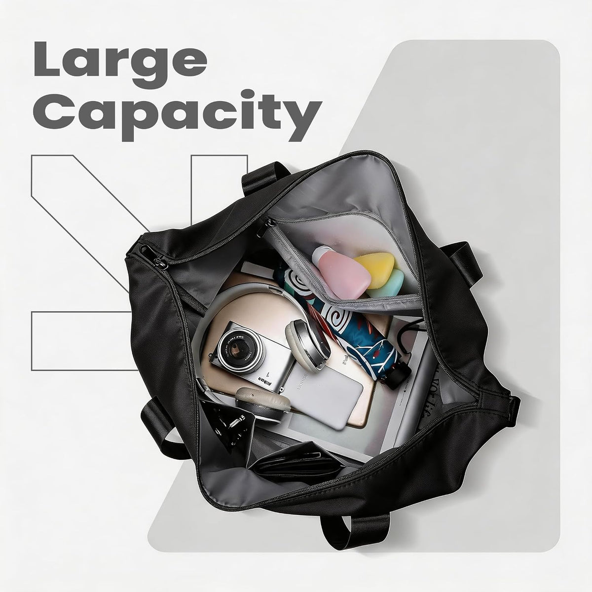 Large Capacity Foldable Travel Duffel Bag Overnight Carry on Luggage Bag Expandable Travel Bag Waterproof Weekender Bag for Women and Men,Sports Gym Bags for Tourism Flight