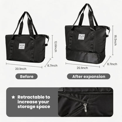 Large Capacity Foldable Travel Duffel Bag Overnight Carry on Luggage Bag Expandable Travel Bag Waterproof Weekender Bag for Women and Men,Sports Gym Bags for Tourism Flight