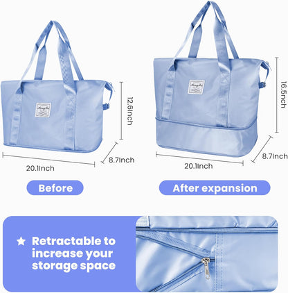 Large Capacity Foldable Travel Duffel Bag Overnight Carry on Luggage Bag Expandable Travel Bag Waterproof Weekender Bag for Women and Men,Sports Gym Bags for Tourism Flight