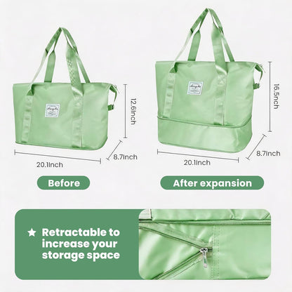 Large Capacity Foldable Travel Duffel Bag Overnight Carry on Luggage Bag Expandable Travel Bag Waterproof Weekender Bag for Women and Men,Sports Gym Bags for Tourism Flight