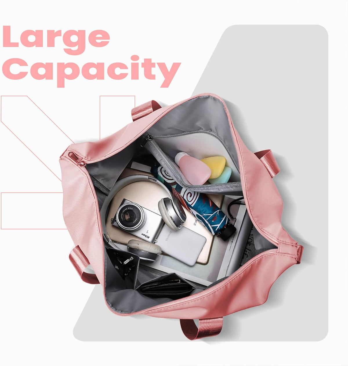 Large Capacity Foldable Travel Duffel Bag Overnight Carry on Luggage Bag Expandable Travel Bag Waterproof Weekender Bag for Women and Men,Sports Gym Bags for Tourism Flight