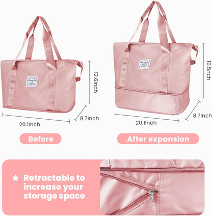 Large Capacity Foldable Travel Duffel Bag Overnight Carry on Luggage Bag Expandable Travel Bag Waterproof Weekender Bag for Women and Men,Sports Gym Bags for Tourism Flight