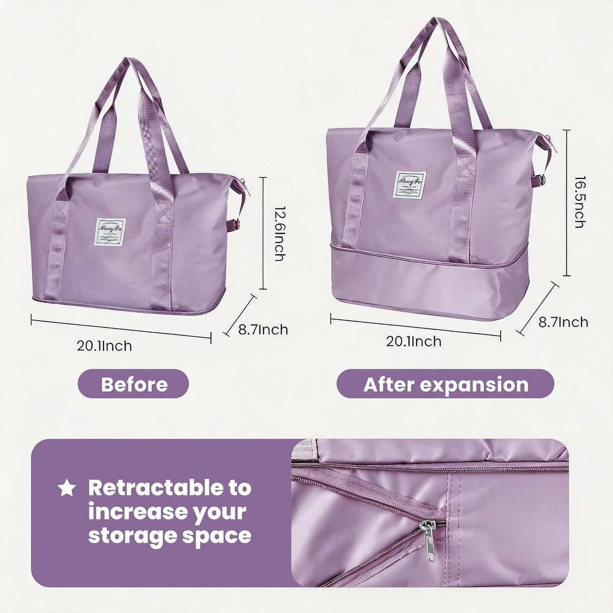 Large Capacity Foldable Travel Duffel Bag Overnight Carry on Luggage Bag Expandable Travel Bag Waterproof Weekender Bag for Women and Men,Sports Gym Bags for Tourism Flight