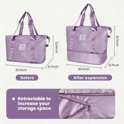 Large Capacity Foldable Travel Duffel Bag Overnight Carry on Luggage Bag Expandable Travel Bag Waterproof Weekender Bag for Women and Men,Sports Gym Bags for Tourism Flight