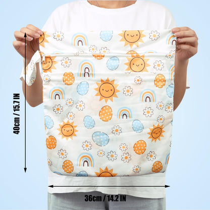 2pcs Cloth Diaper Wet Dry Bags, Waterproof Reusable Wet Bag with 2 Zipper Pockets & Handle, Washable Laundry Bags for Baby Adult Clothes Travel Beach Pool Daycare Yoga Gym Exercise Swimsuits