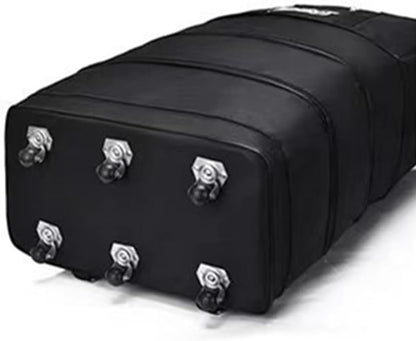 Expandable Extra Large Travel Oxford Duffel Bag with Wheels Waterproof Lightweight Traveling Foldable Suitcase (Black, L - 6 wheels)