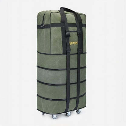 Expandable Extra Large Travel Oxford Duffel Bag with Wheels Waterproof Lightweight Traveling Foldable Suitcase (Black, L - 6 wheels)