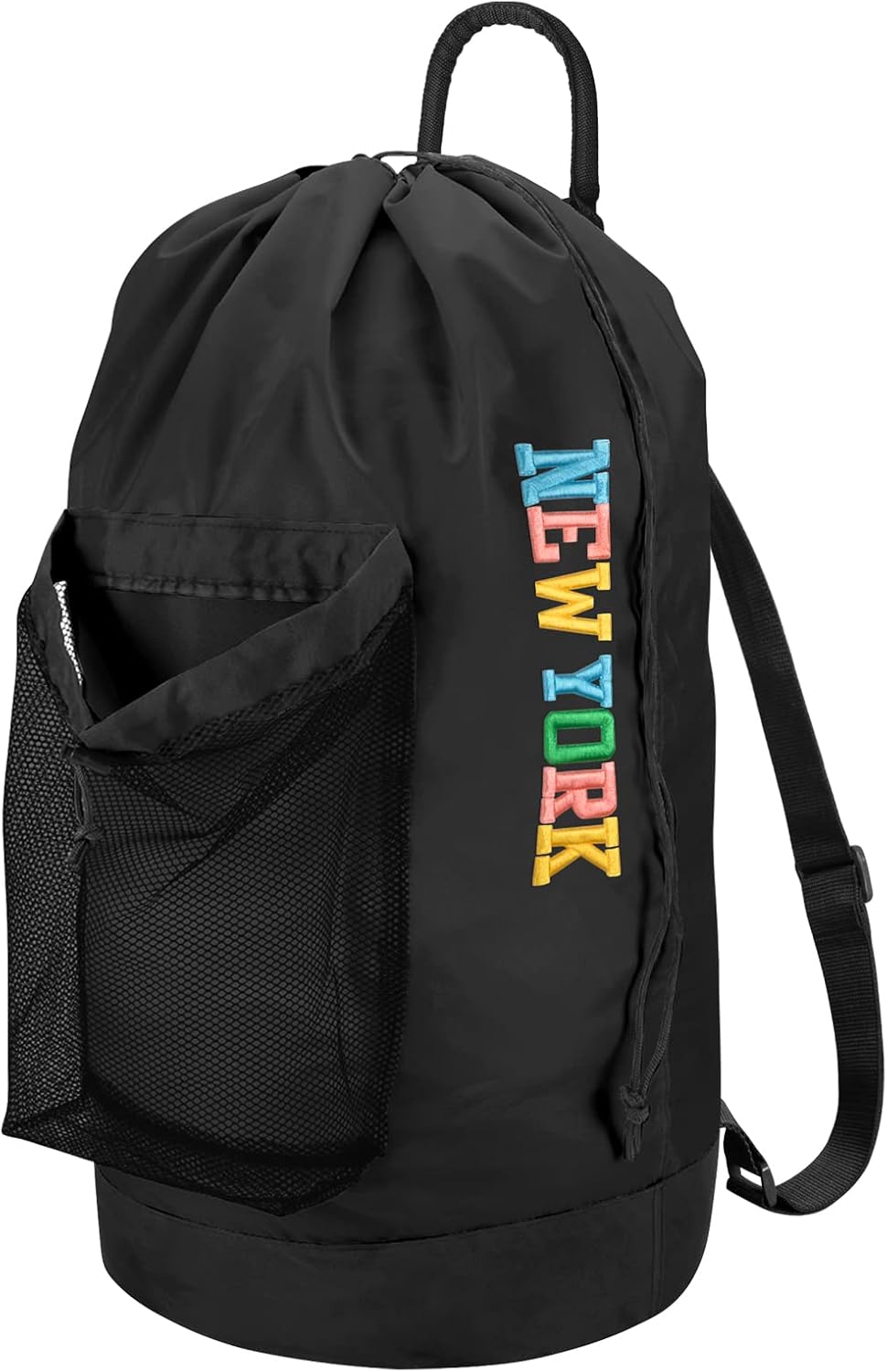 Backpack Laundry Bag, Laundry Backpack with Shoulder Straps and Mesh Pocket Durable Nylon Clothes Hamper Bag with Drawstring Closure for College, Travel, Laundromat, Apartment