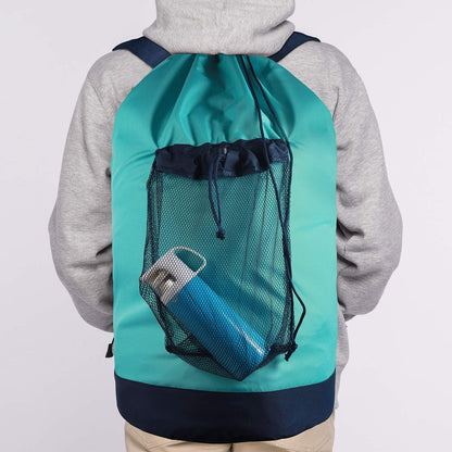 Backpack Laundry Bag, Laundry Backpack with Shoulder Straps and Mesh Pocket Durable Nylon Clothes Hamper Bag with Drawstring Closure for College, Travel, Laundromat, Apartment