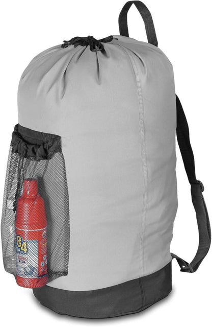 Backpack Laundry Bag, Laundry Backpack with Shoulder Straps and Mesh Pocket Durable Nylon Clothes Hamper Bag with Drawstring Closure for College, Travel, Laundromat, Apartment