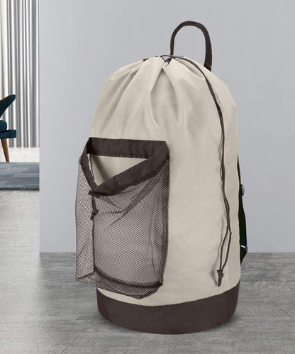 Backpack Laundry Bag, Laundry Backpack with Shoulder Straps and Mesh Pocket Durable Nylon Clothes Hamper Bag with Drawstring Closure for College, Travel, Laundromat, Apartment
