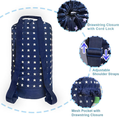 Backpack Laundry Bag, Laundry Backpack with Shoulder Straps and Mesh Pocket Durable Nylon Clothes Hamper Bag with Drawstring Closure for College, Travel, Laundromat, Apartment