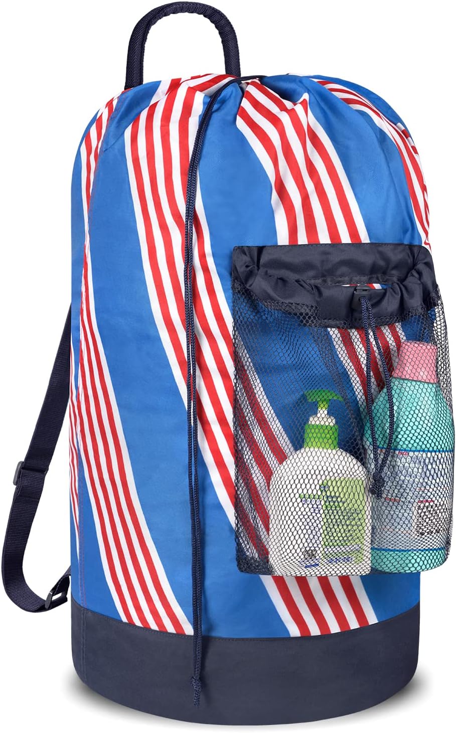 Backpack Laundry Bag, Laundry Backpack with Shoulder Straps and Mesh Pocket Durable Nylon Clothes Hamper Bag with Drawstring Closure for College, Travel, Laundromat, Apartment