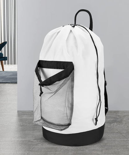 Backpack Laundry Bag, Laundry Backpack with Shoulder Straps and Mesh Pocket Durable Nylon Clothes Hamper Bag with Drawstring Closure for College, Travel, Laundromat, Apartment