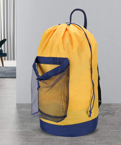 Backpack Laundry Bag, Laundry Backpack with Shoulder Straps and Mesh Pocket Durable Nylon Clothes Hamper Bag with Drawstring Closure for College, Travel, Laundromat, Apartment