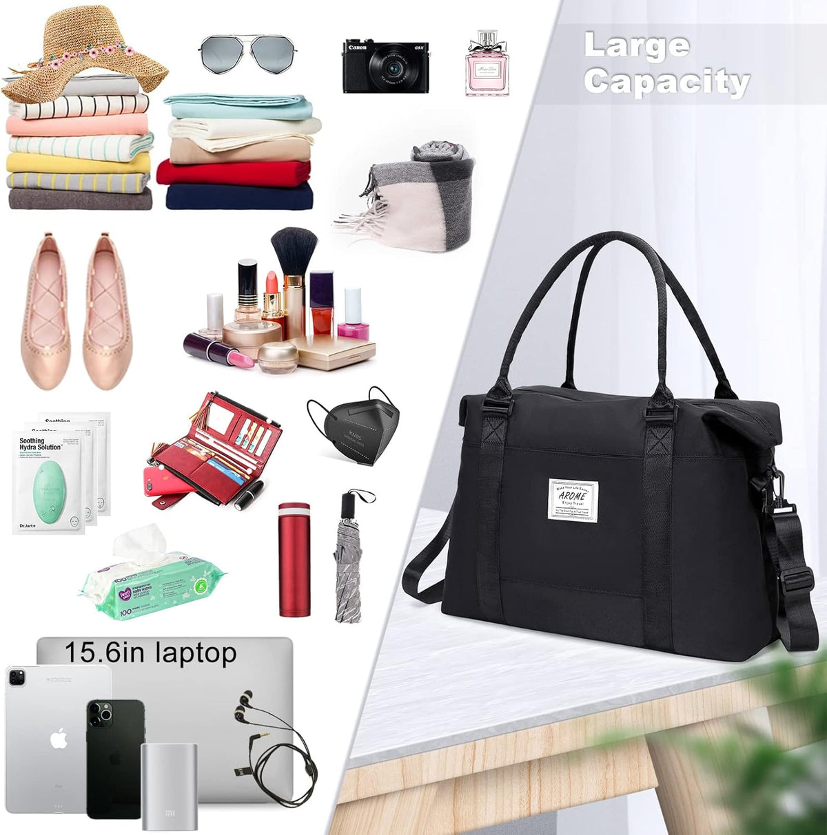 Weekender Bags for Women, Travel Duffel Bag Overnight Weekend Bag Sports Gym Tote Bag with Wet Pocket & Flight Approved