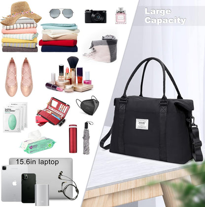 Weekender Bags for Women, Travel Duffel Bag Overnight Weekend Bag Sports Gym Tote Bag with Wet Pocket & Flight Approved