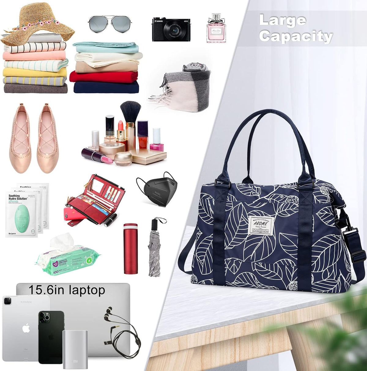 Weekender Bags for Women, Travel Duffel Bag Overnight Weekend Bag Sports Gym Tote Bag with Wet Pocket & Flight Approved