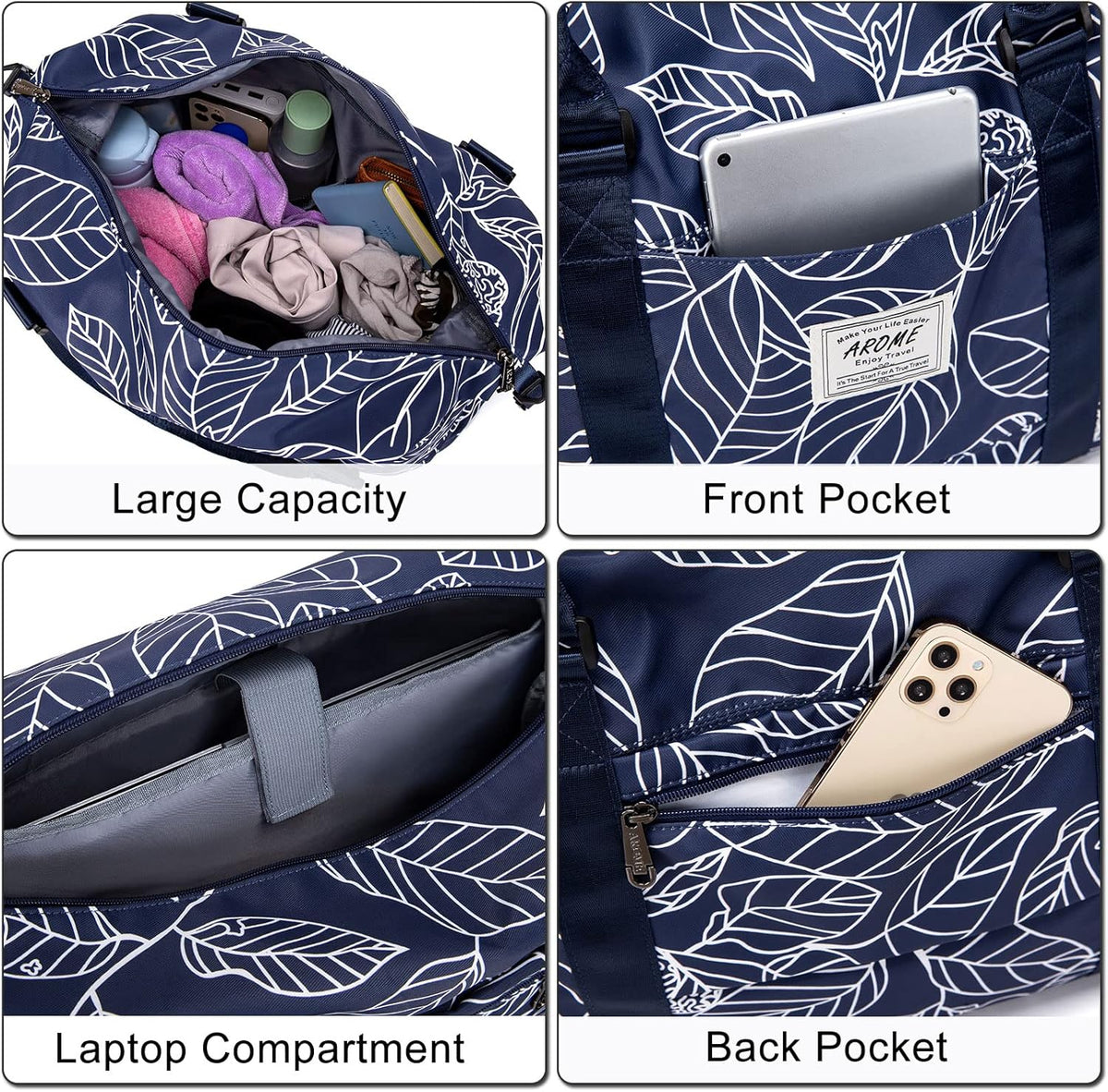 Weekender Bags for Women, Travel Duffel Bag Overnight Weekend Bag Sports Gym Tote Bag with Wet Pocket & Flight Approved
