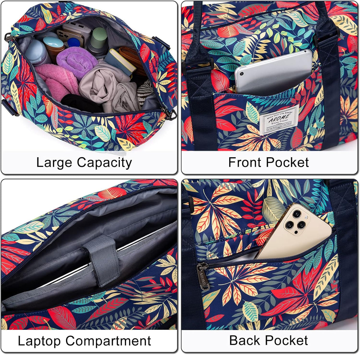 Weekender Bags for Women, Travel Duffel Bag Overnight Weekend Bag Sports Gym Tote Bag with Wet Pocket & Flight Approved