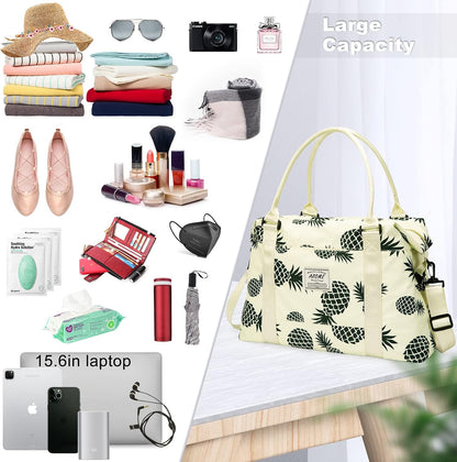 Weekender Bags for Women, Travel Duffel Bag Overnight Weekend Bag Sports Gym Tote Bag with Wet Pocket & Flight Approved