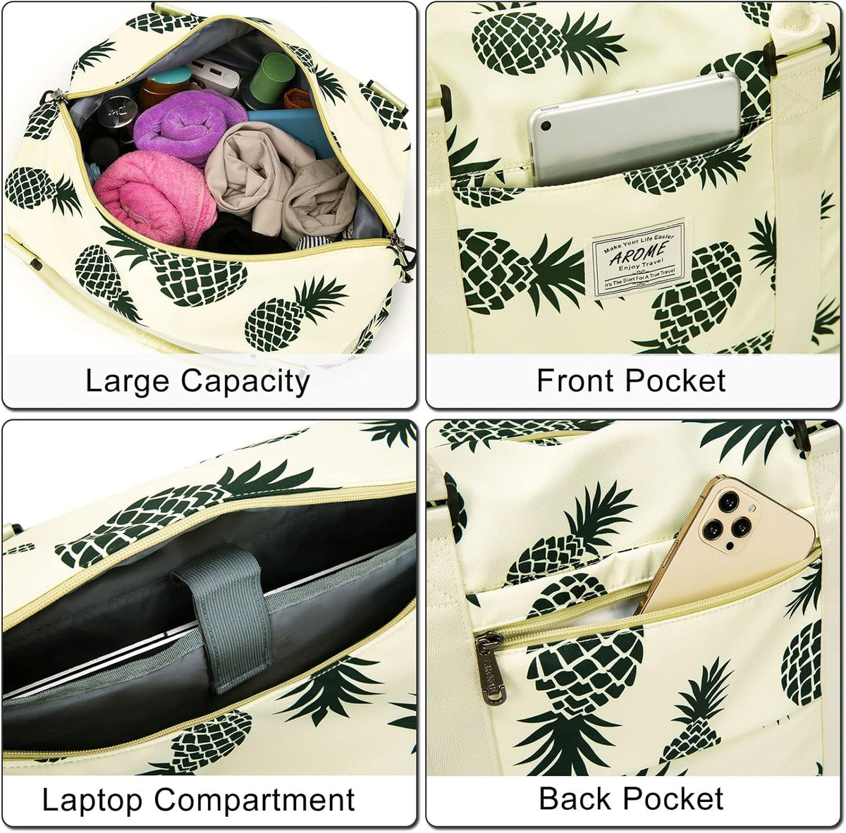 Weekender Bags for Women, Travel Duffel Bag Overnight Weekend Bag Sports Gym Tote Bag with Wet Pocket & Flight Approved
