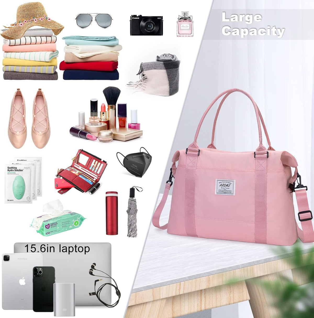 Weekender Bags for Women, Travel Duffel Bag Overnight Weekend Bag Sports Gym Tote Bag with Wet Pocket & Flight Approved