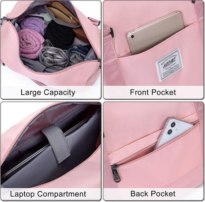 Weekender Bags for Women, Travel Duffel Bag Overnight Weekend Bag Sports Gym Tote Bag with Wet Pocket & Flight Approved