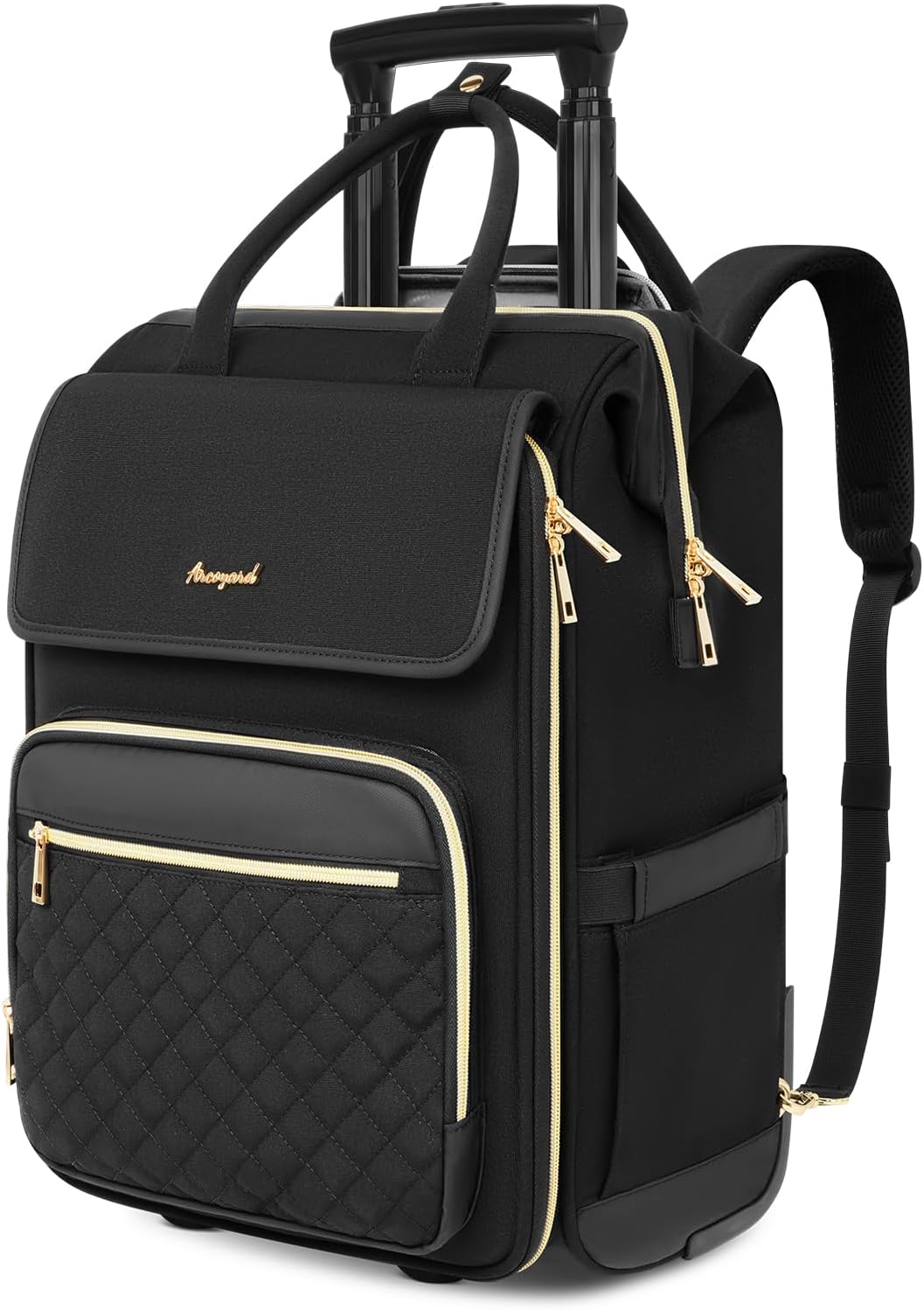 Rolling Backpack for Women, Travel Rolling Laptop Backpack with Wheels, Vertical & Horizontal Storage 2 In 1, Flip-Top Design, Water-Resistant Overnight College Underseat Carry on Luggage, Navy Blue