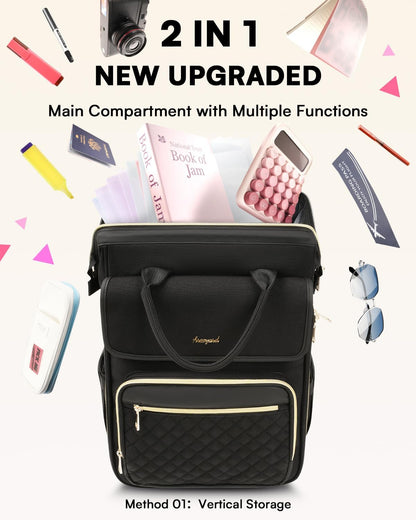 Rolling Backpack for Women, Travel Rolling Laptop Backpack with Wheels, Vertical & Horizontal Storage 2 In 1, Flip-Top Design, Water-Resistant Overnight College Underseat Carry on Luggage, Navy Blue