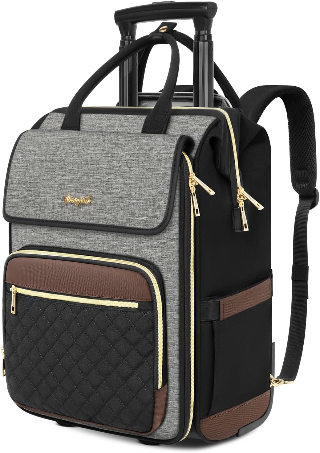 Rolling Backpack for Women, Travel Rolling Laptop Backpack with Wheels, Vertical & Horizontal Storage 2 In 1, Flip-Top Design, Water-Resistant Overnight College Underseat Carry on Luggage, Navy Blue