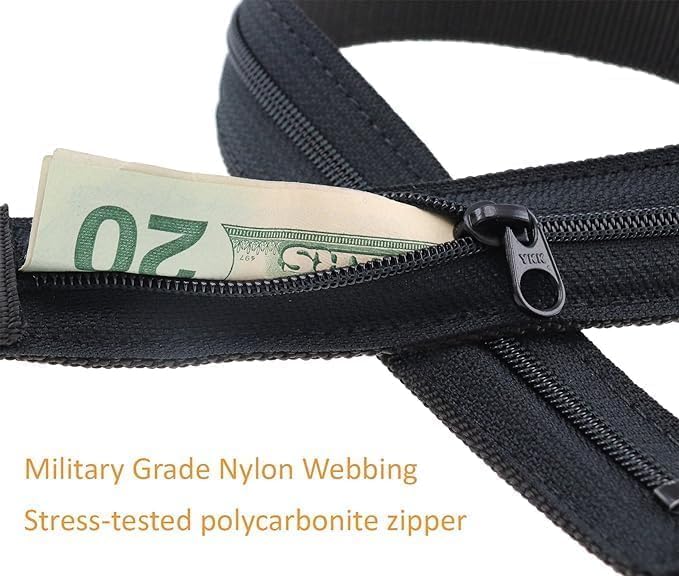 Dakota Travel Money Belt with Hidden Zipper (Black, Adult)