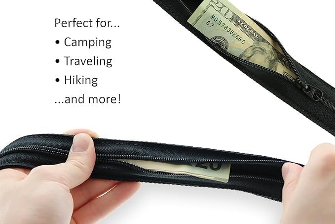 Dakota Travel Money Belt with Hidden Zipper (Black, Adult)