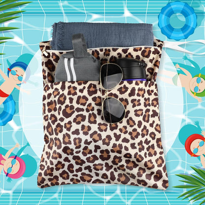 4 Pack 12 x 14 in Wet Bags for Swimsuits, Waterproof Reusable Travel Wet Dry Bags with Zippered Pockets for Beach Pool Swimwear, Towels, Gym, Cloth Diapers, Summer Vacation(Flower)