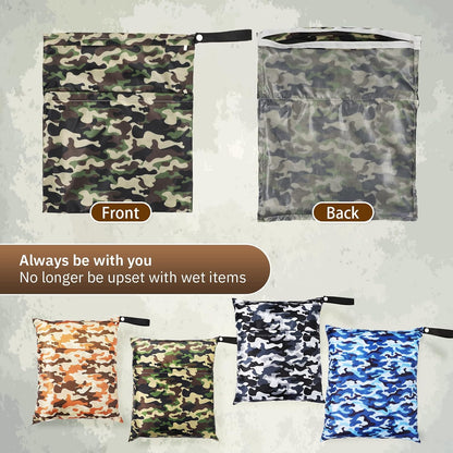 4 Pack 12 x 14 in Wet Bags for Swimsuits, Waterproof Reusable Travel Wet Dry Bags with Zippered Pockets for Beach Pool Swimwear, Towels, Gym, Cloth Diapers, Summer Vacation(Flower)
