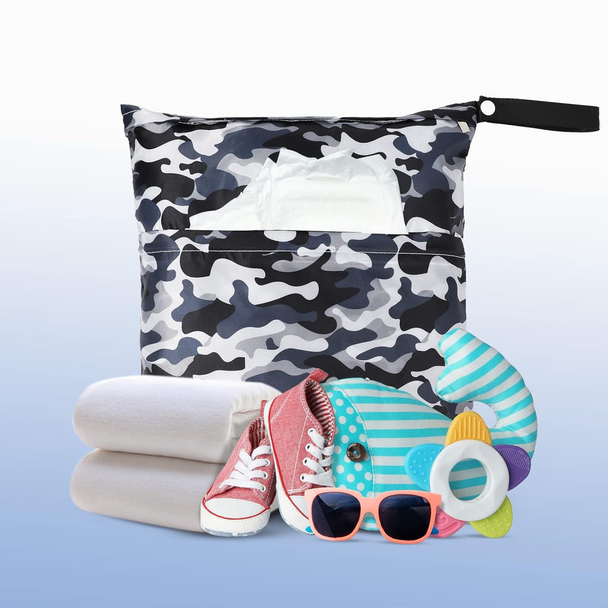 4 Pack 12 x 14 in Wet Bags for Swimsuits, Waterproof Reusable Travel Wet Dry Bags with Zippered Pockets for Beach Pool Swimwear, Towels, Gym, Cloth Diapers, Summer Vacation(Flower)