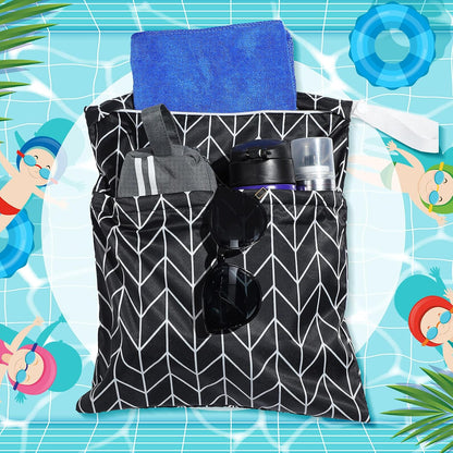 4 Pack 12 x 14 in Wet Bags for Swimsuits, Waterproof Reusable Travel Wet Dry Bags with Zippered Pockets for Beach Pool Swimwear, Towels, Gym, Cloth Diapers, Summer Vacation(Flower)