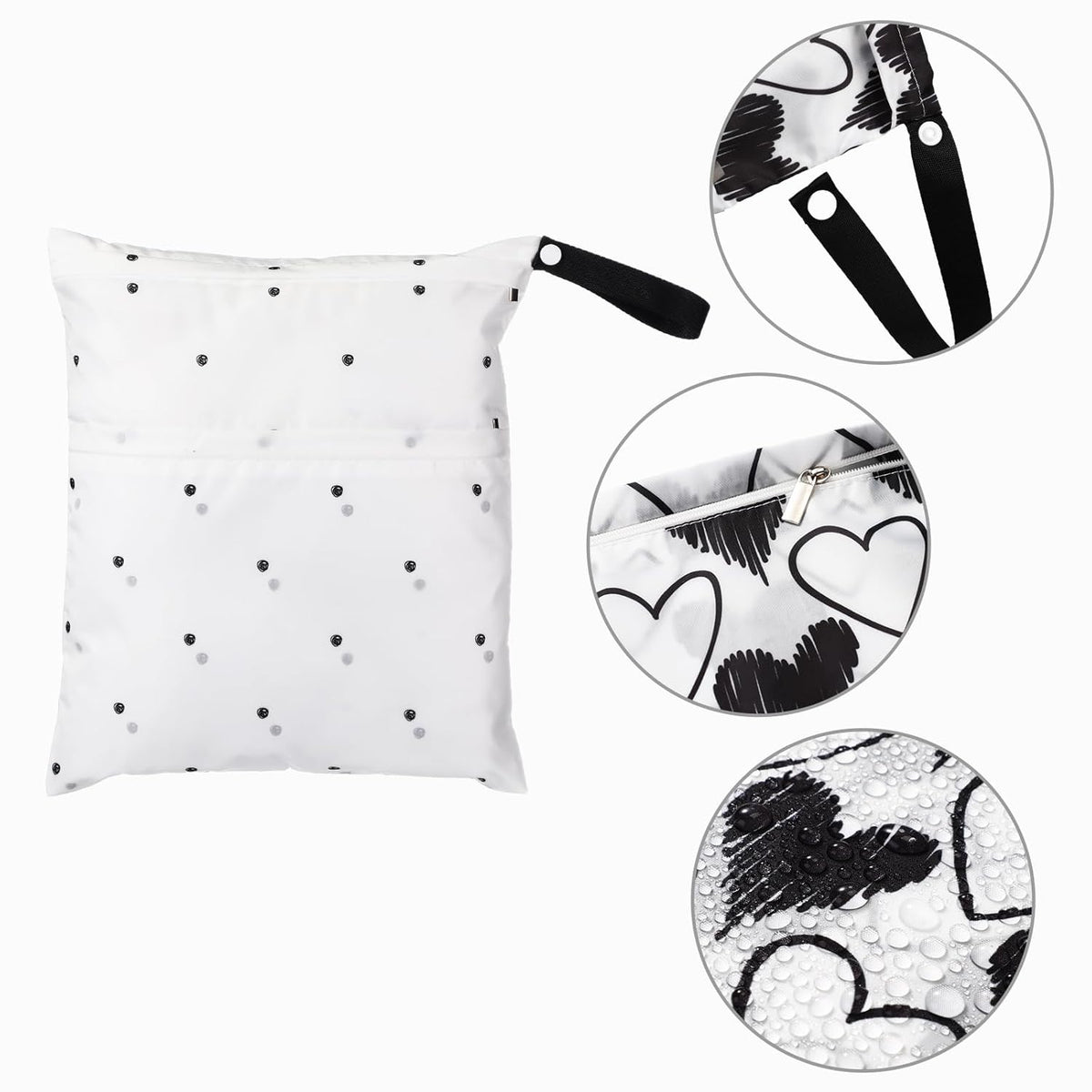 4 Pack 12 x 14 in Wet Bags for Swimsuits, Waterproof Reusable Travel Wet Dry Bags with Zippered Pockets for Beach Pool Swimwear, Towels, Gym, Cloth Diapers, Summer Vacation(Flower)