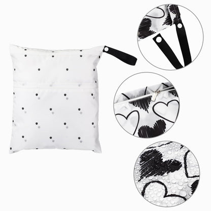 4 Pack 12 x 14 in Wet Bags for Swimsuits, Waterproof Reusable Travel Wet Dry Bags with Zippered Pockets for Beach Pool Swimwear, Towels, Gym, Cloth Diapers, Summer Vacation(Flower)