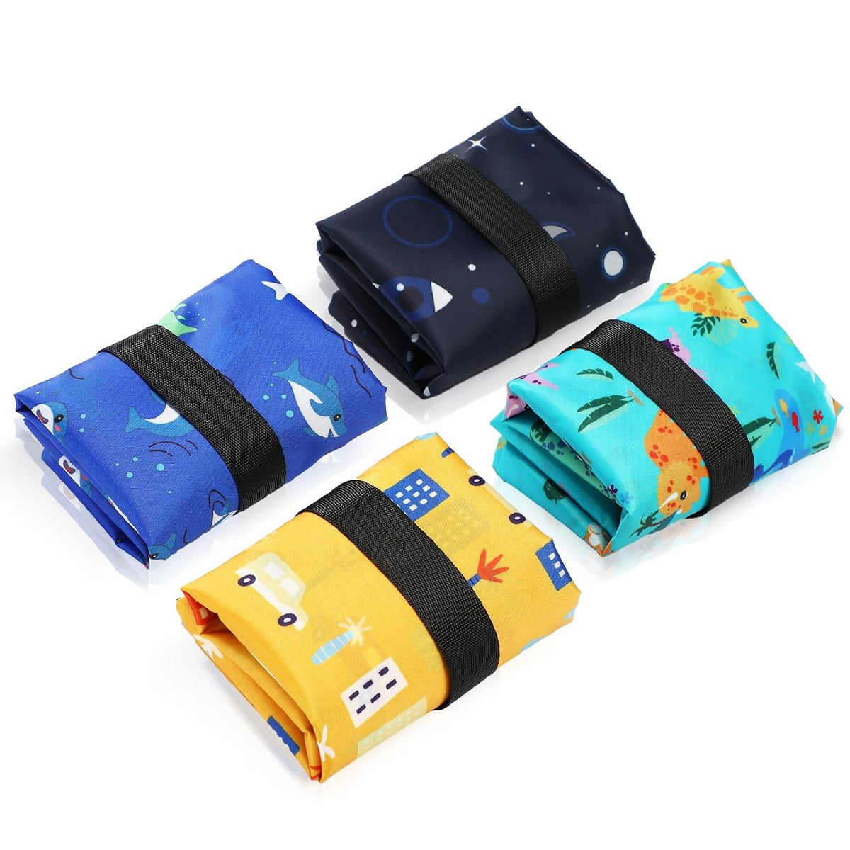 4 Pack 12 x 14 in Wet Bags for Swimsuits, Waterproof Reusable Travel Wet Dry Bags with Zippered Pockets for Beach Pool Swimwear, Towels, Gym, Cloth Diapers, Summer Vacation(Flower)