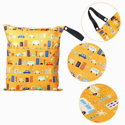 4 Pack 12 x 14 in Wet Bags for Swimsuits, Waterproof Reusable Travel Wet Dry Bags with Zippered Pockets for Beach Pool Swimwear, Towels, Gym, Cloth Diapers, Summer Vacation(Flower)