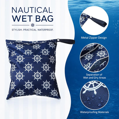 4 Pack 12 x 14 in Wet Bags for Swimsuits, Waterproof Reusable Travel Wet Dry Bags with Zippered Pockets for Beach Pool Swimwear, Towels, Gym, Cloth Diapers, Summer Vacation(Flower)