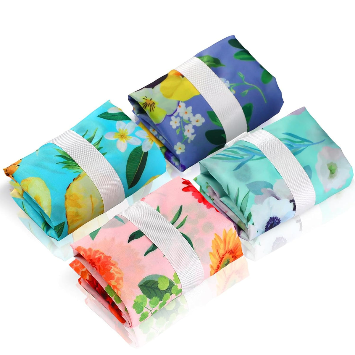 4 Pack 12 x 14 in Wet Bags for Swimsuits, Waterproof Reusable Travel Wet Dry Bags with Zippered Pockets for Beach Pool Swimwear, Towels, Gym, Cloth Diapers, Summer Vacation(Flower)