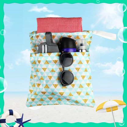 4 Pack 12 x 14 in Wet Bags for Swimsuits, Waterproof Reusable Travel Wet Dry Bags with Zippered Pockets for Beach Pool Swimwear, Towels, Gym, Cloth Diapers, Summer Vacation(Flower)