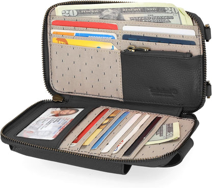 Women's RFID Leather Phone Crossbody Wallet Bag