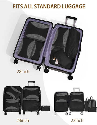 Compression Packing Cubes 10 Sets, Packing Organizers, Extensible Suitcase Organiser Bags, Travel Organizer Cubes for Travel Essentials Beige